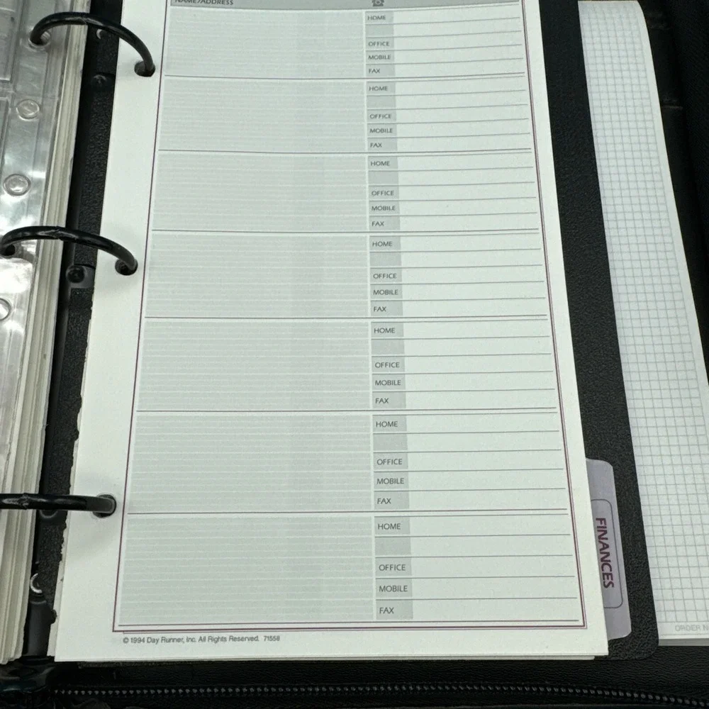 Dayrunner Planner Organizer Black & LOTS of Inserts‎ Full Zip Vintage 90s 1990s